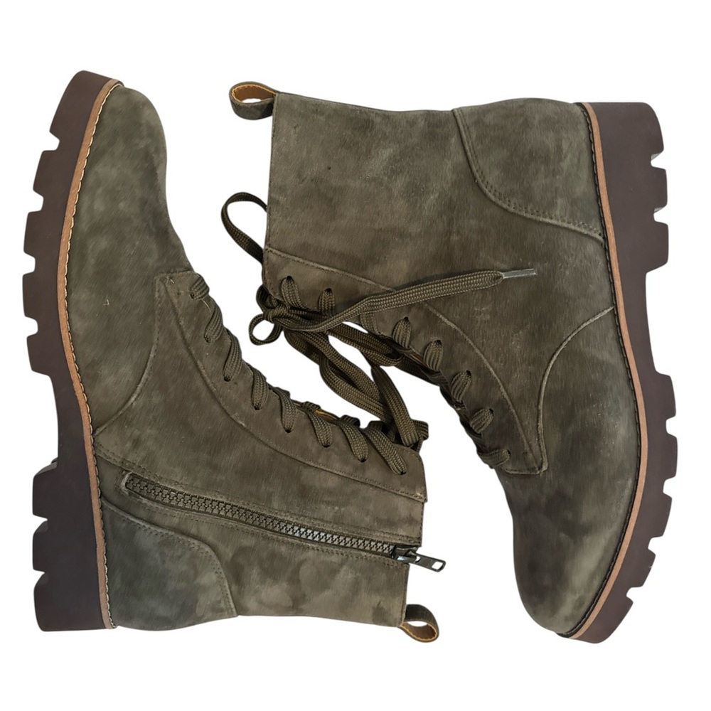 Vionic Lani Olive Suede Lace-Up Ankle Boots - Size 8.5 - NWOT- Water Repellant - Picture 3 of 9